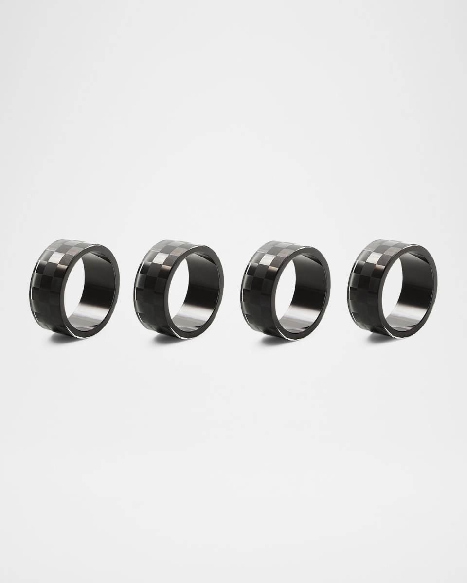 Black Check Napkin Ring, Set of 4